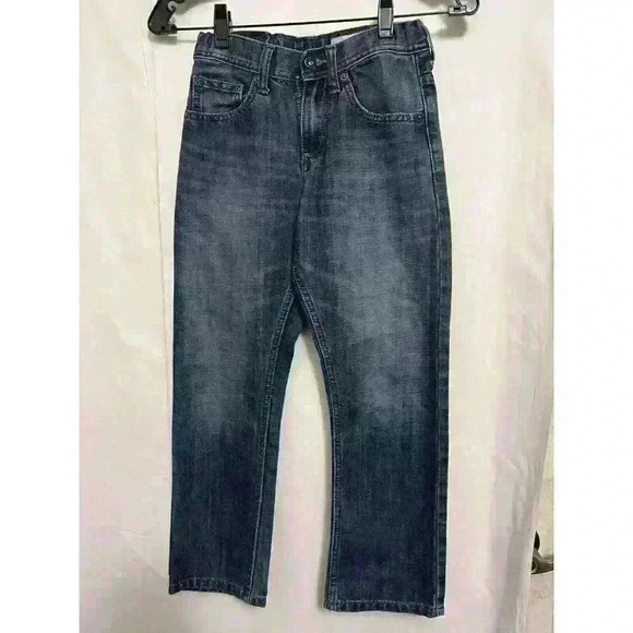 Lee Dungarees Jeans Boys Sz 10 Reg Adjustable Waist Straight Leg Dk Denim A0011 - Picture 1 of 8